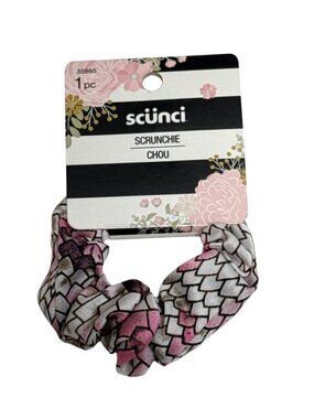 Scunci Scrunchies Pink Geometric Pattern Hair Ties Women Ponytail Set